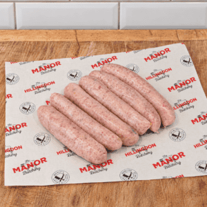 Six handmade Cumberland sausages from Manor Butchery