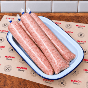 Freshly prepared Manor Banger pork sausagemeat